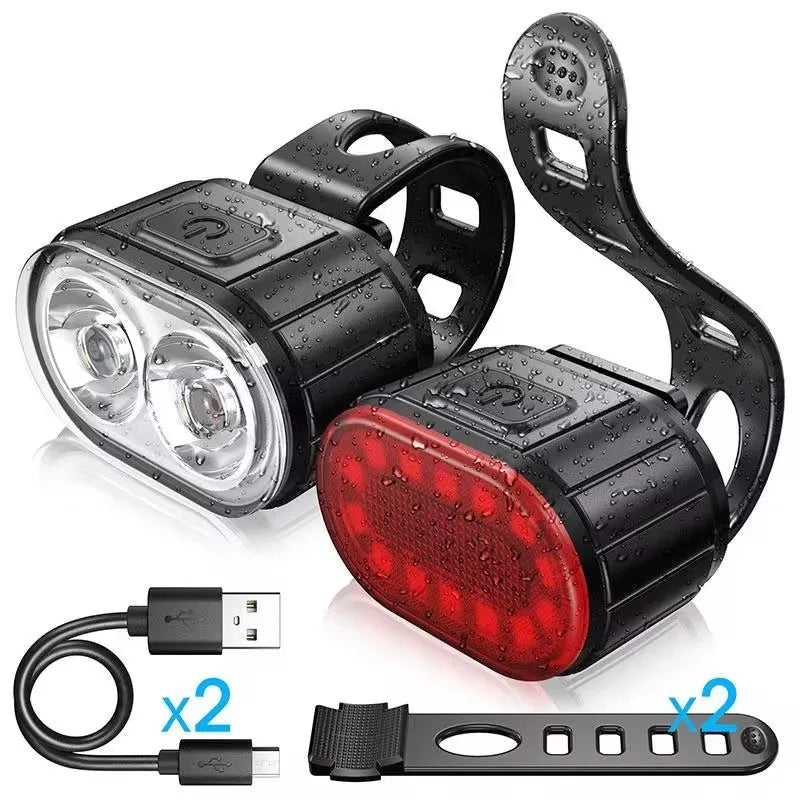 USB Rechargeable Bike Lights – Front and Rear Set for E-Bikes