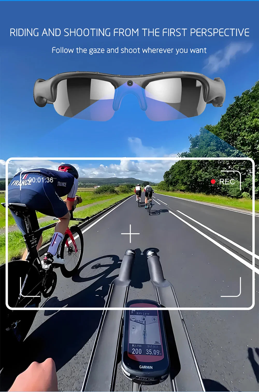 WiFi Camera Glasses – 1080P HD Video for E-Bike Riders