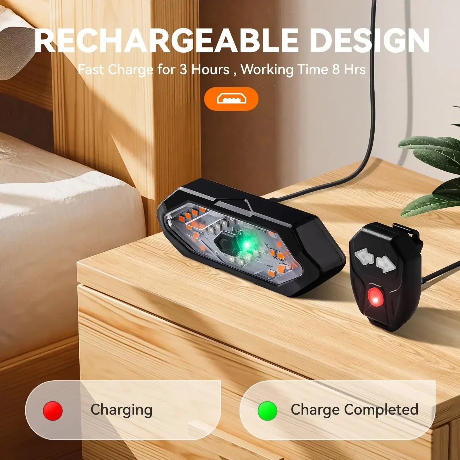 Front & Rear Signal Lights – Rechargeable with Remote Control