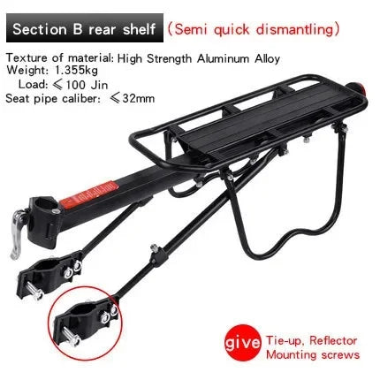 Quick Release Mountain Bike Rear Seat Rack Bicycle Carrier Baggage Rack Cycling Equipment Single Speed Bike Accessories