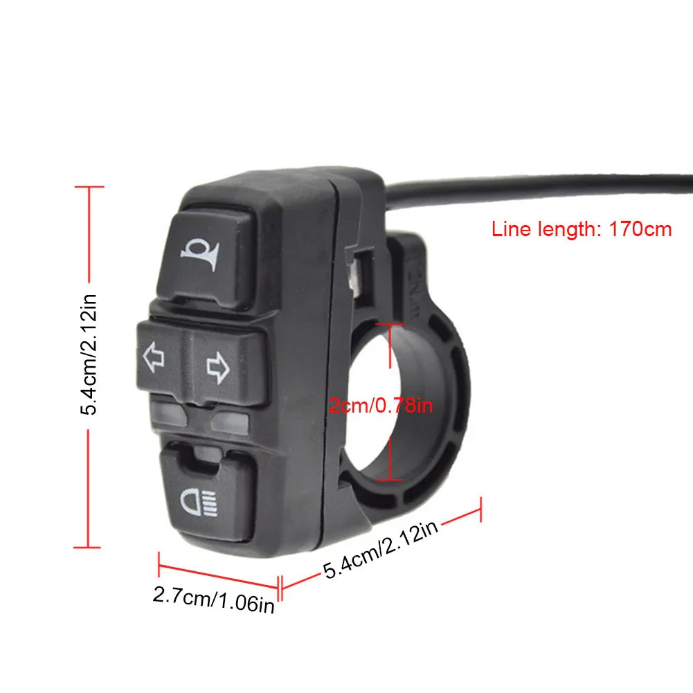 E-Bike Front and Rear Light Set – 24V/36V/48V Headlight with Horn, Tail Light with Turn Signals, Rack Mount, Switch Control, Easy Installation