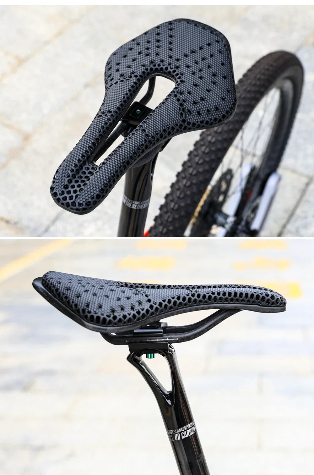 RYET 3D Printed Bicycle Saddle Ultralight Carbon Fiber Hollow Comfortable Breathable MTB Gravel Road bike Cycling Seat Parts