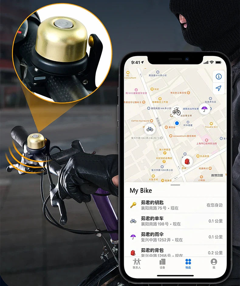 Bike Bell for AirTag GPS Tracker – Waterproof Mount