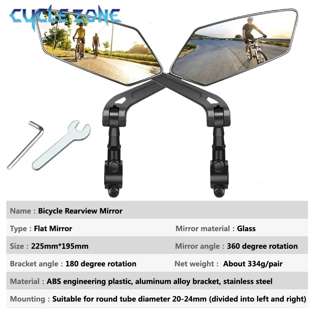 Adjustable Bike Rearview Mirror – 360°, Wide-Angle View