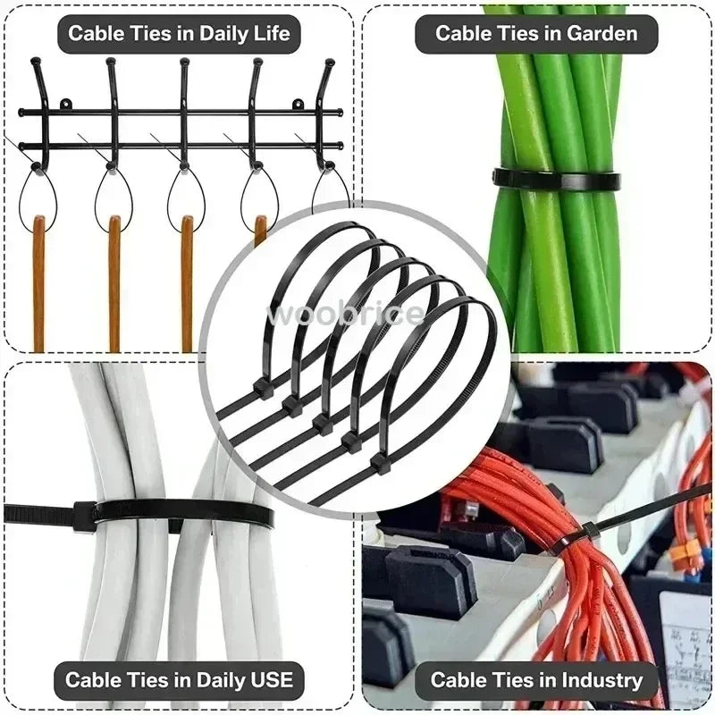 Self-Tightening Plastic Clamps – Adjustable Cable Organizer Kit