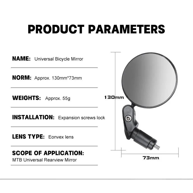 Set of 2 Adjustable Bike Rearview Mirrors – Wide Angle, 360° Rotation