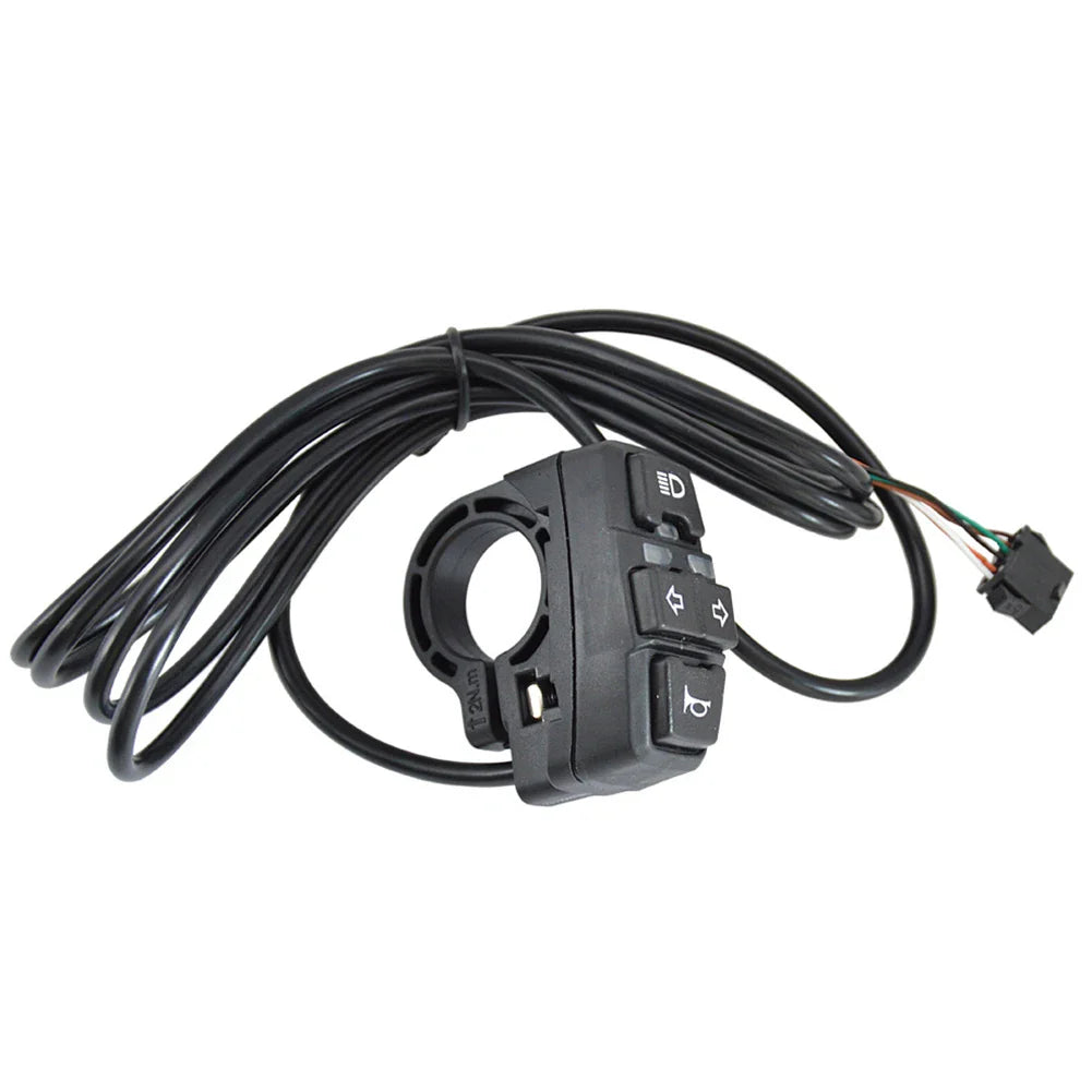 E-Bike Front and Rear Light Set – 24V/36V/48V Headlight with Horn, Tail Light with Turn Signals, Rack Mount, Switch Control, Easy Installation