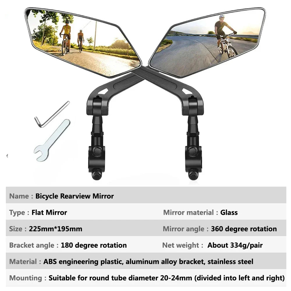 Adjustable Bike Rearview Mirror – 360°, Wide-Angle View