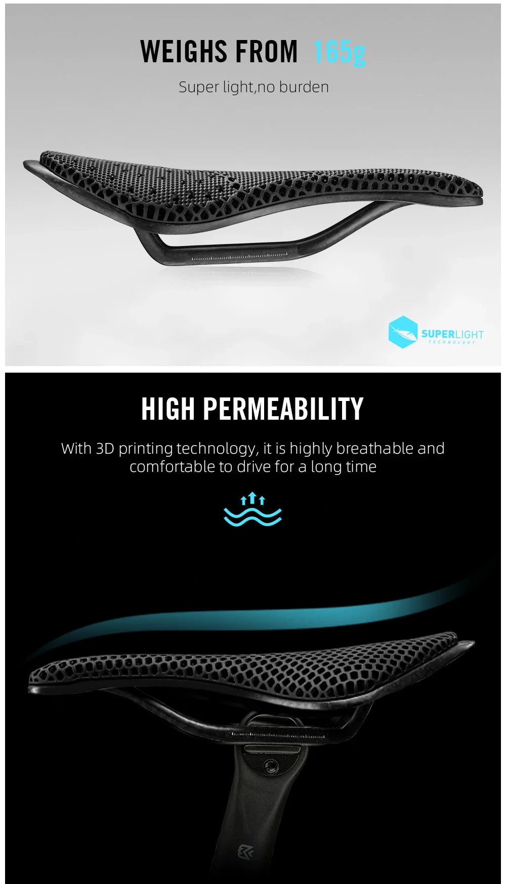 RYET 3D Printed Bicycle Saddle Ultralight Carbon Fiber Hollow Comfortable Breathable MTB Gravel Road bike Cycling Seat Parts