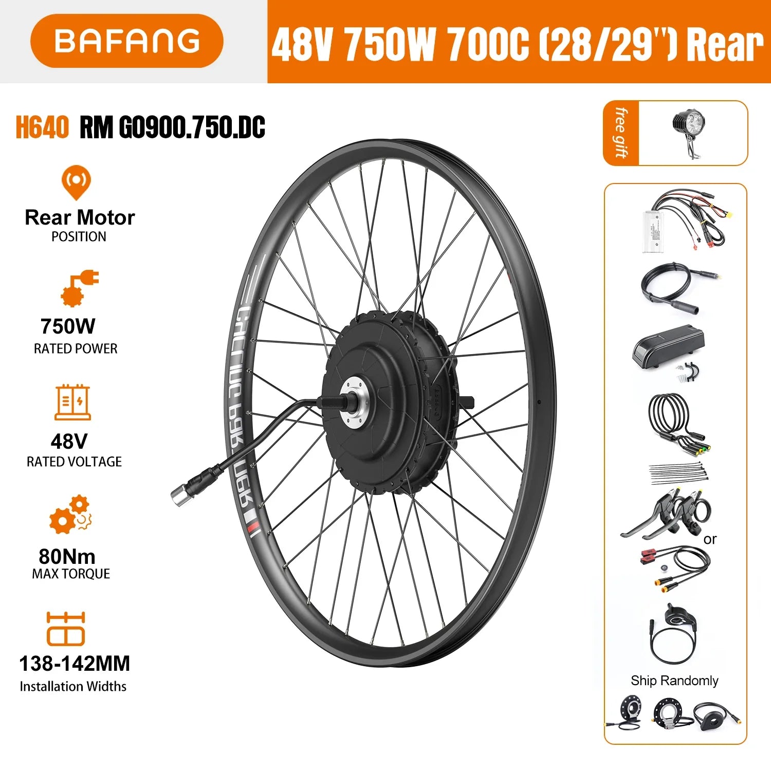 29" / 700C 48V 750W Rear Hub Motor Kit – Cassette Compatible E-Bike Conversion