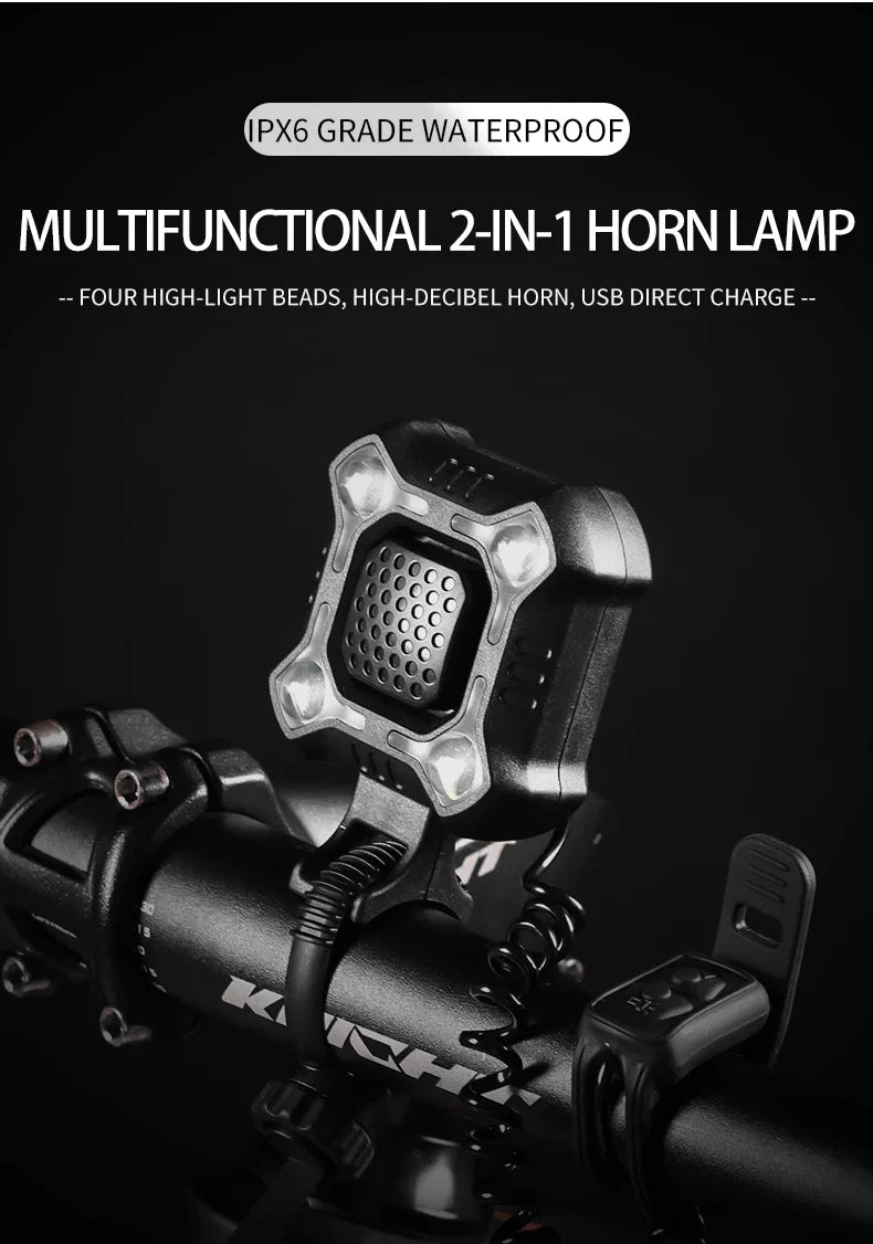 Bicycle Electronic Bell Bicycle Light Scooter E-bike Trumpet Alarm Bike Bell USB Charge Cycling Warning Alert Safety Riding