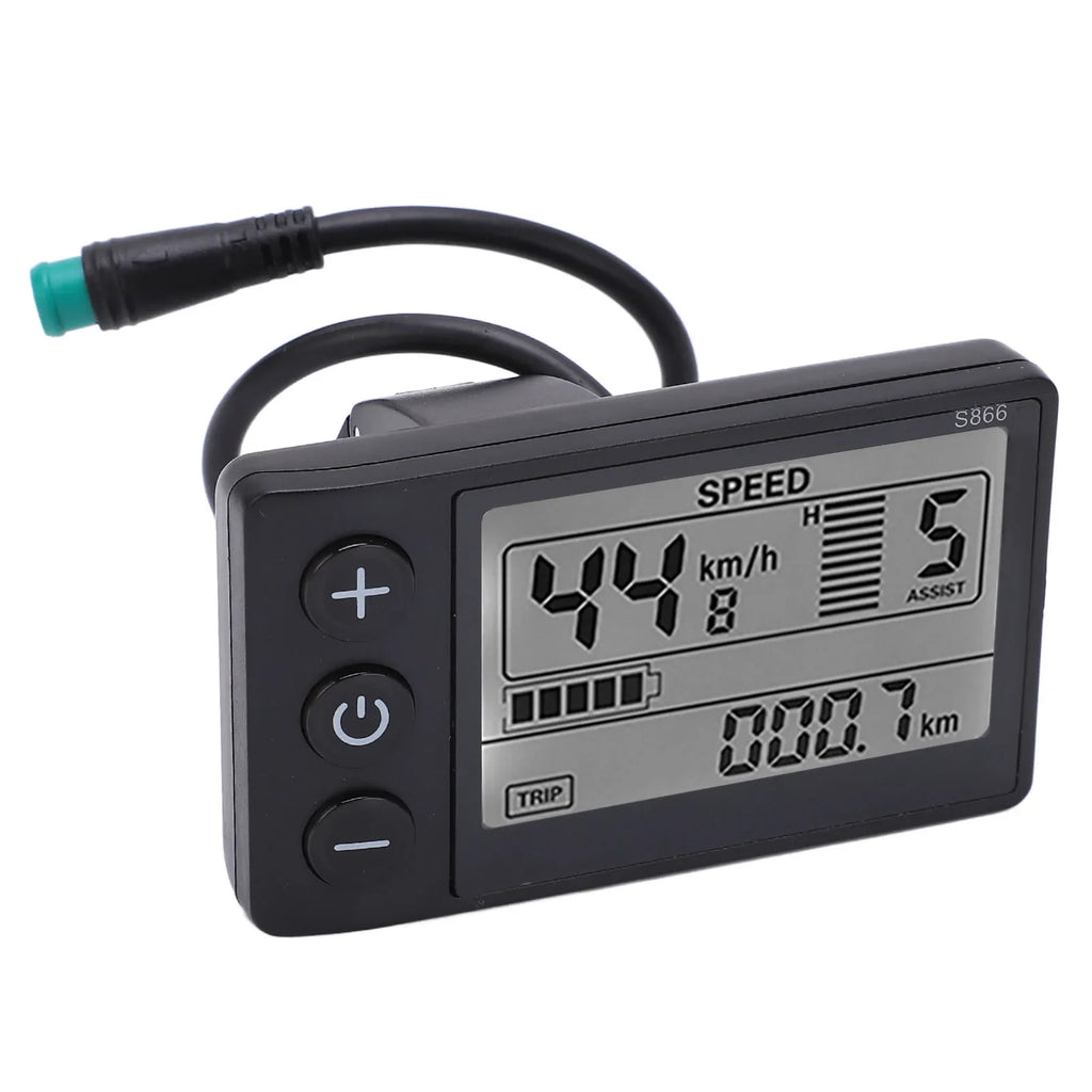 S866 Electric Bike LCD Display Meter 24V 36V 48V Control Panel with Waterproof Plug