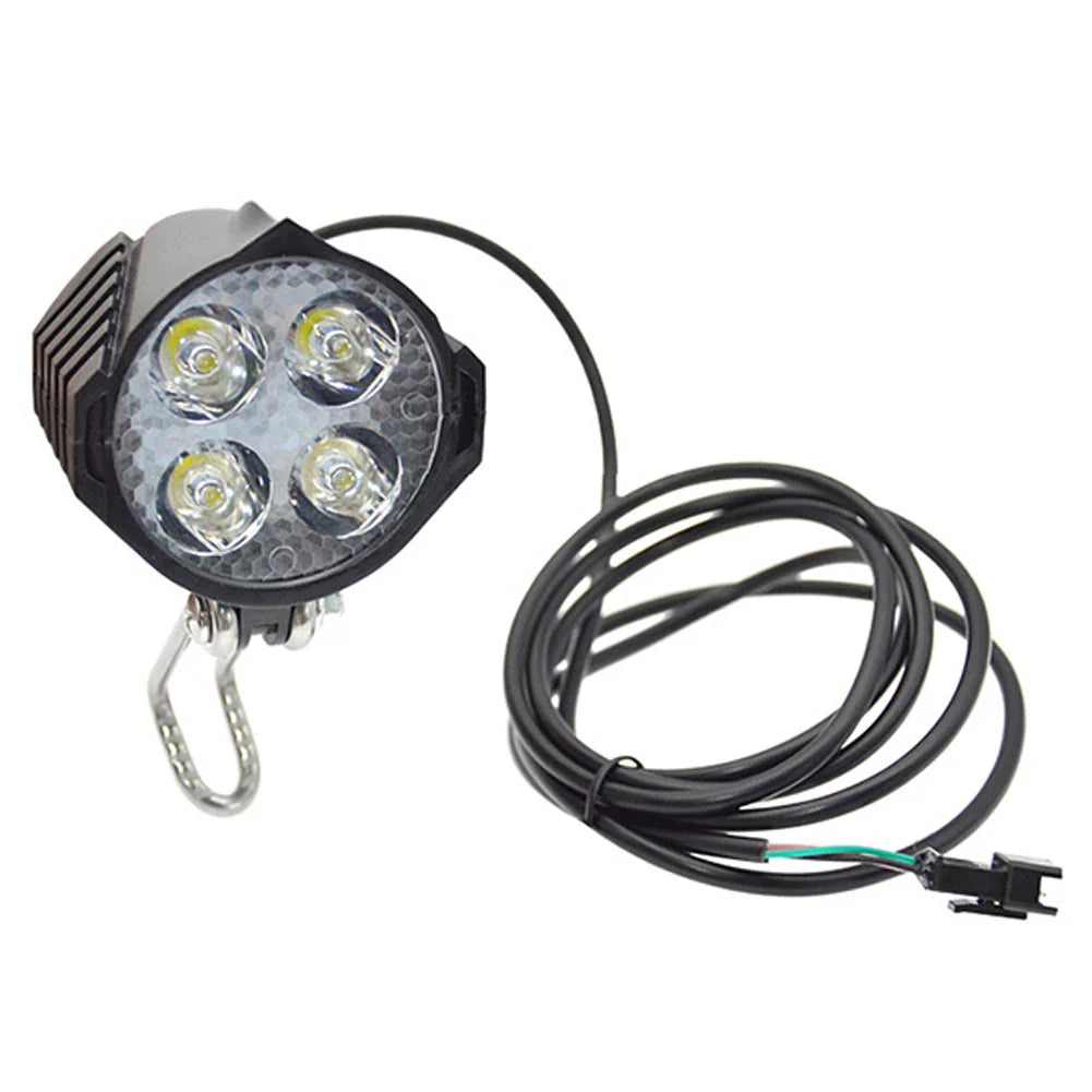 E-Bike Front and Rear Light Set – 24V/36V/48V Headlight with Horn, Tail Light with Turn Signals, Rack Mount, Switch Control, Easy Installation