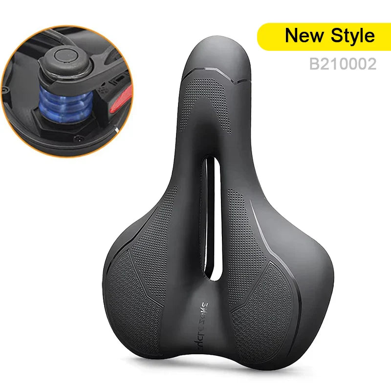 Hollow Breathable Bicycle Saddle Men Women MTB Road Bike Saddle Shock Absorbing Comfortable Big Butt Bike Seat Safety Warning