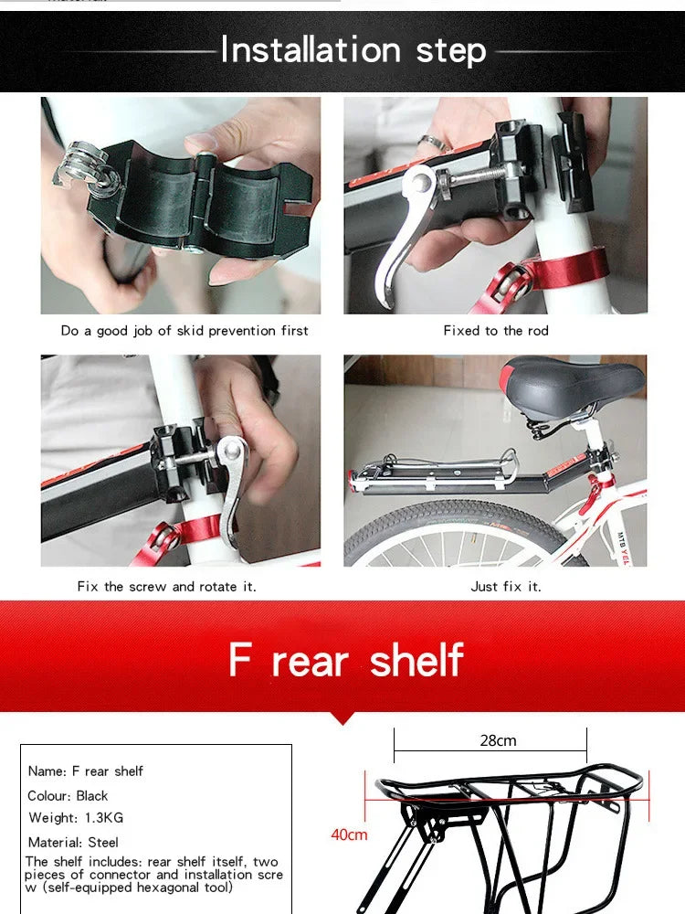 Quick Release Mountain Bike Rear Seat Rack Bicycle Carrier Baggage Rack Cycling Equipment Single Speed Bike Accessories