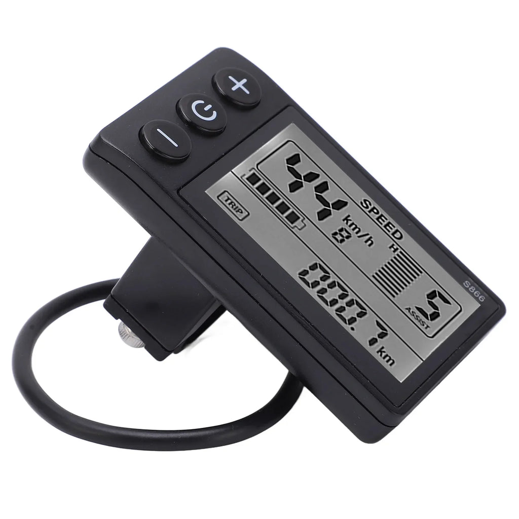 S866 Electric Bike LCD Display Meter 24V 36V 48V Control Panel with Waterproof Plug
