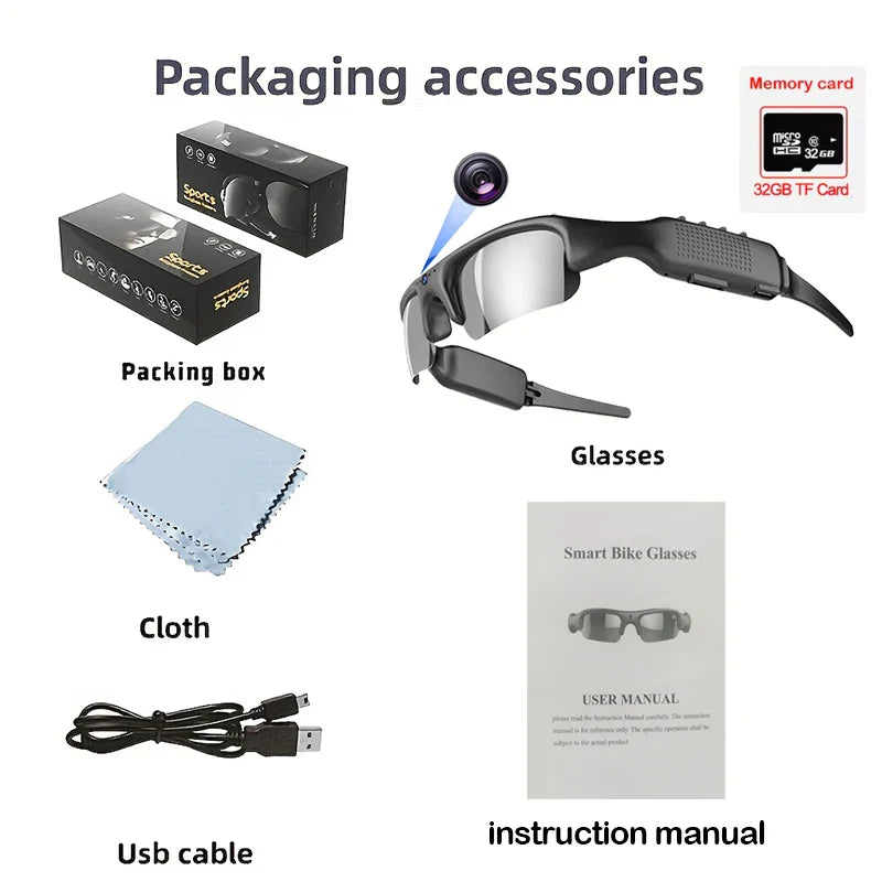 WiFi Camera Glasses – 1080P HD Video for E-Bike Riders
