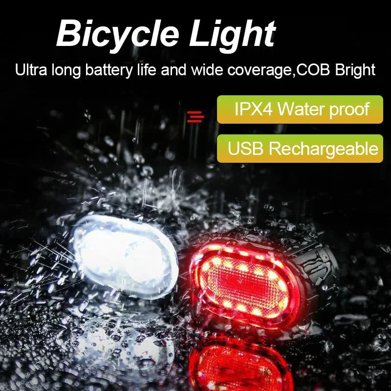 USB Rechargeable Bike Lights – Front and Rear Set for E-Bikes