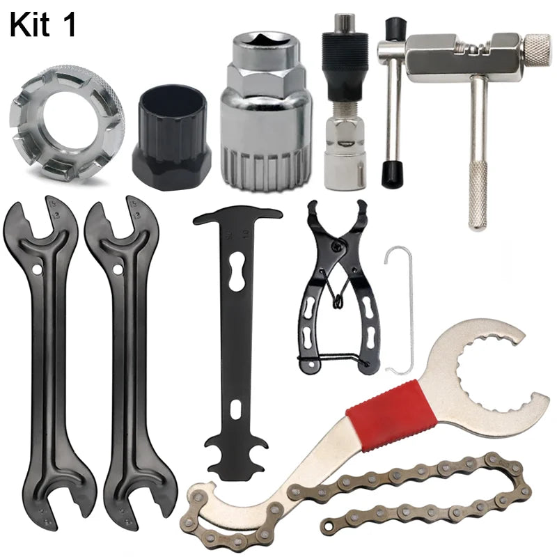 Bicycle Repair Tool Sets Chain Breaker Crank Puller MTB Bike Chain Measuring Ruler Flywheel Removal Outdoor Cycling Repair Tools