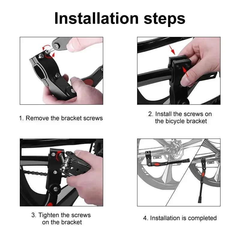 Side Kickstand for Bicycles – Adjustable, Fits Multiple Wheel Sizes