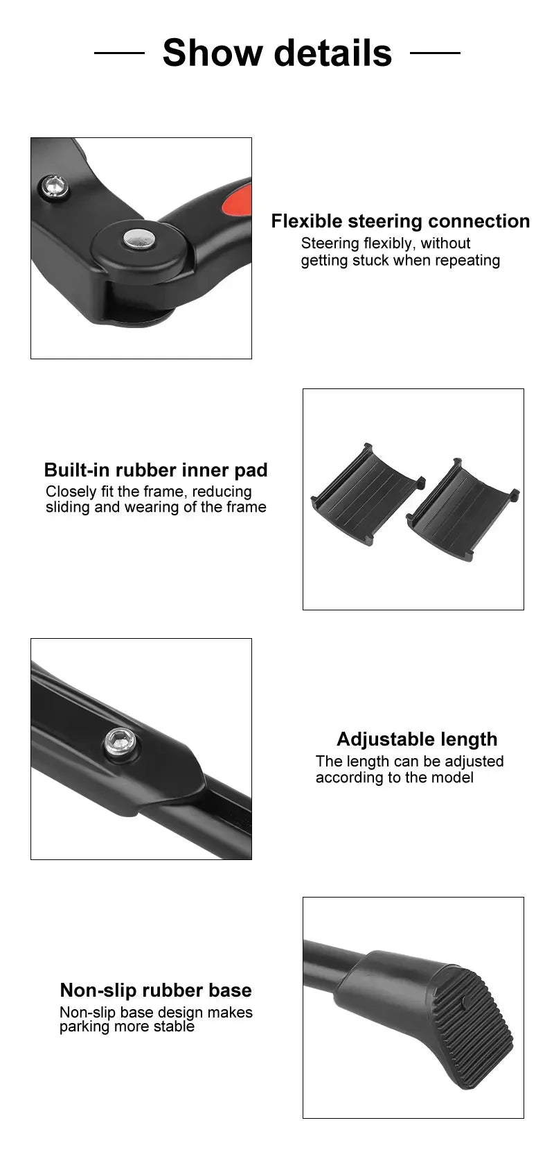 Side Kickstand for Bicycles – Adjustable, Fits Multiple Wheel Sizes