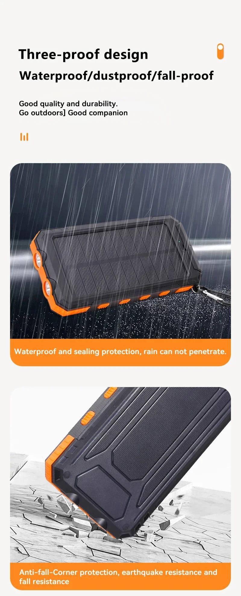 High-Capacity Solar Charger – USB-A/USB-C for Outdoor Use