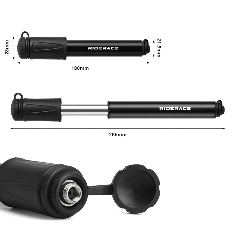 Compact Bike Pump – For Bicycle & Ball Tires, Universal Valve