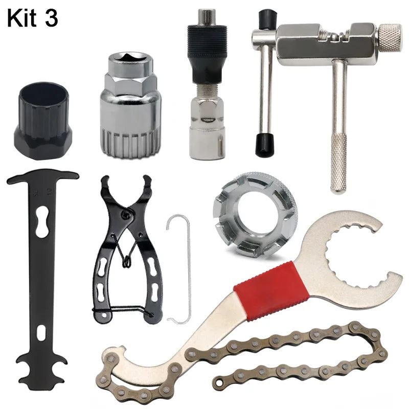 Bicycle Repair Tool Sets Chain Breaker Crank Puller MTB Bike Chain Measuring Ruler Flywheel Removal Outdoor Cycling Repair Tools