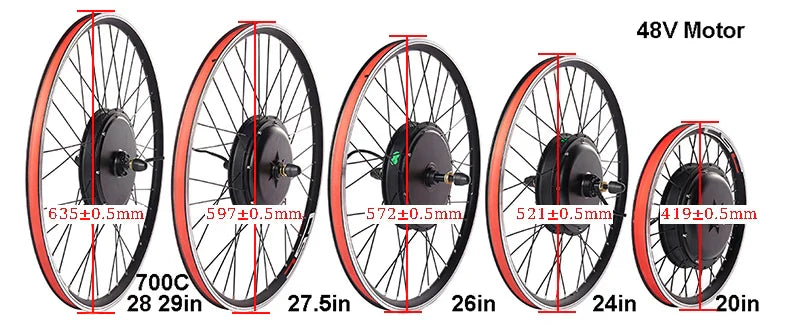 27.5" 48V 1000W Front/Rear Hub Motor Kit – CSC Rim – Cassette Compatible – E-Bike Conversion Kit
