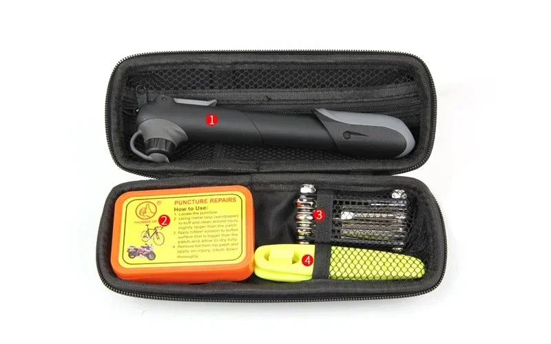 E-Bike Repair Kit – Pump, Tools & Patch Set in Portable Bag