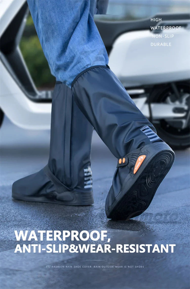 Waterproof Rain Shoe Covers with Reflectors – High Top for E-Bike Riders