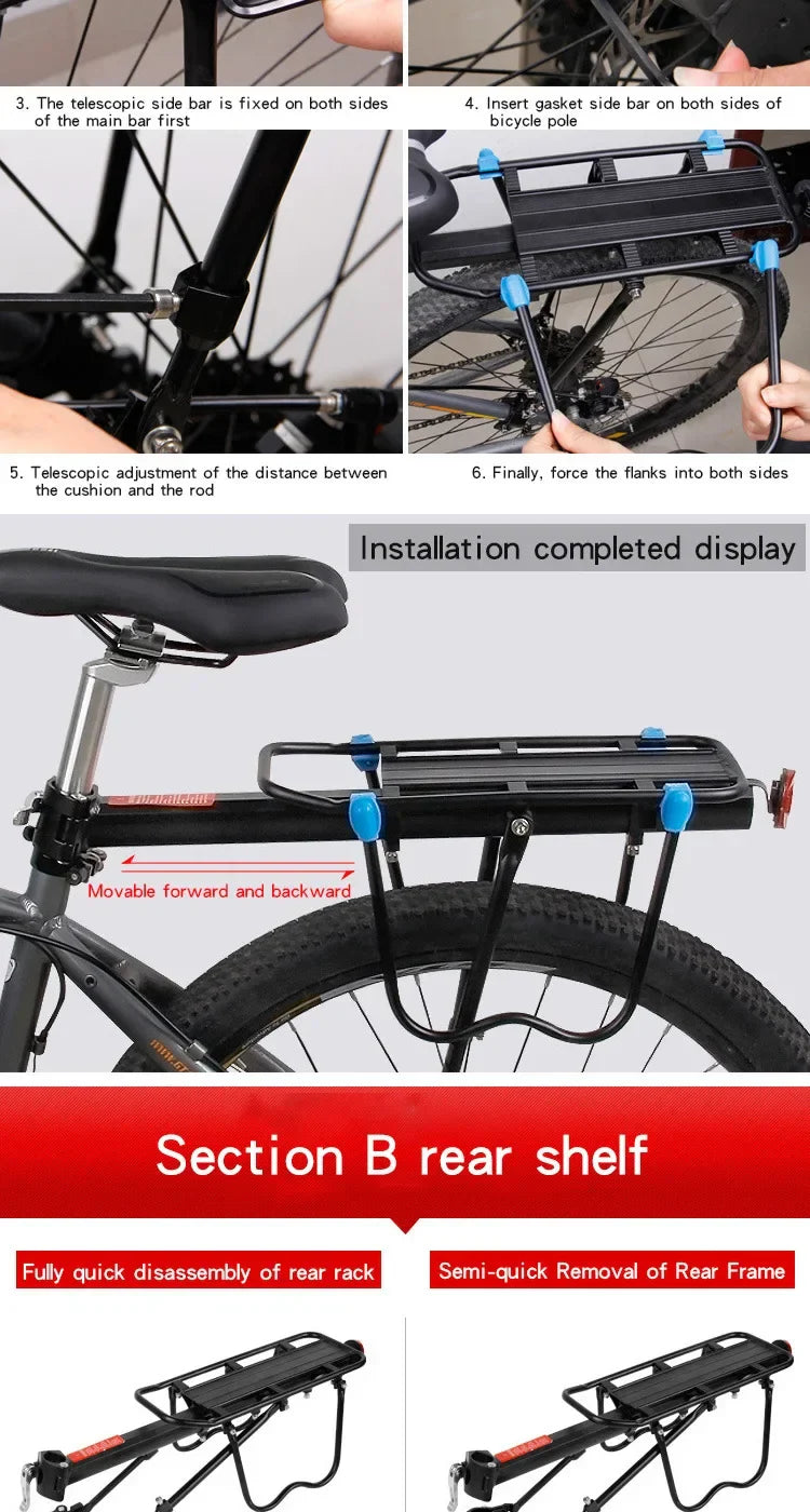 Quick Release Mountain Bike Rear Seat Rack Bicycle Carrier Baggage Rack Cycling Equipment Single Speed Bike Accessories