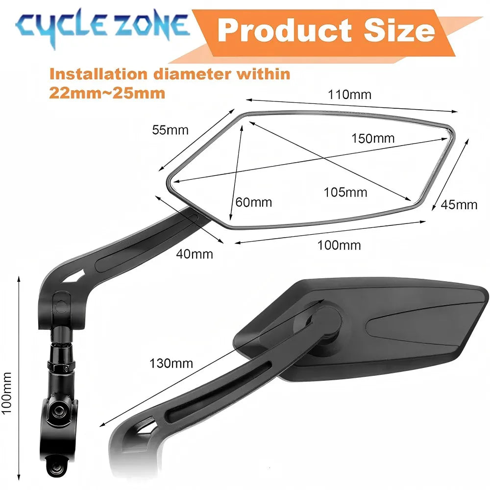 Adjustable Bike Rearview Mirror – 360°, Wide-Angle View