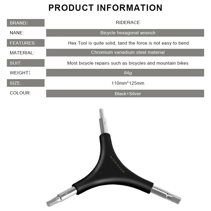 Bicycle 3 Way Hex Keys Wrench 4/5/6mm Y Shape Allen Key Triangle CR-V Steel Multifunctional Mountain Road Bike Repair Tool