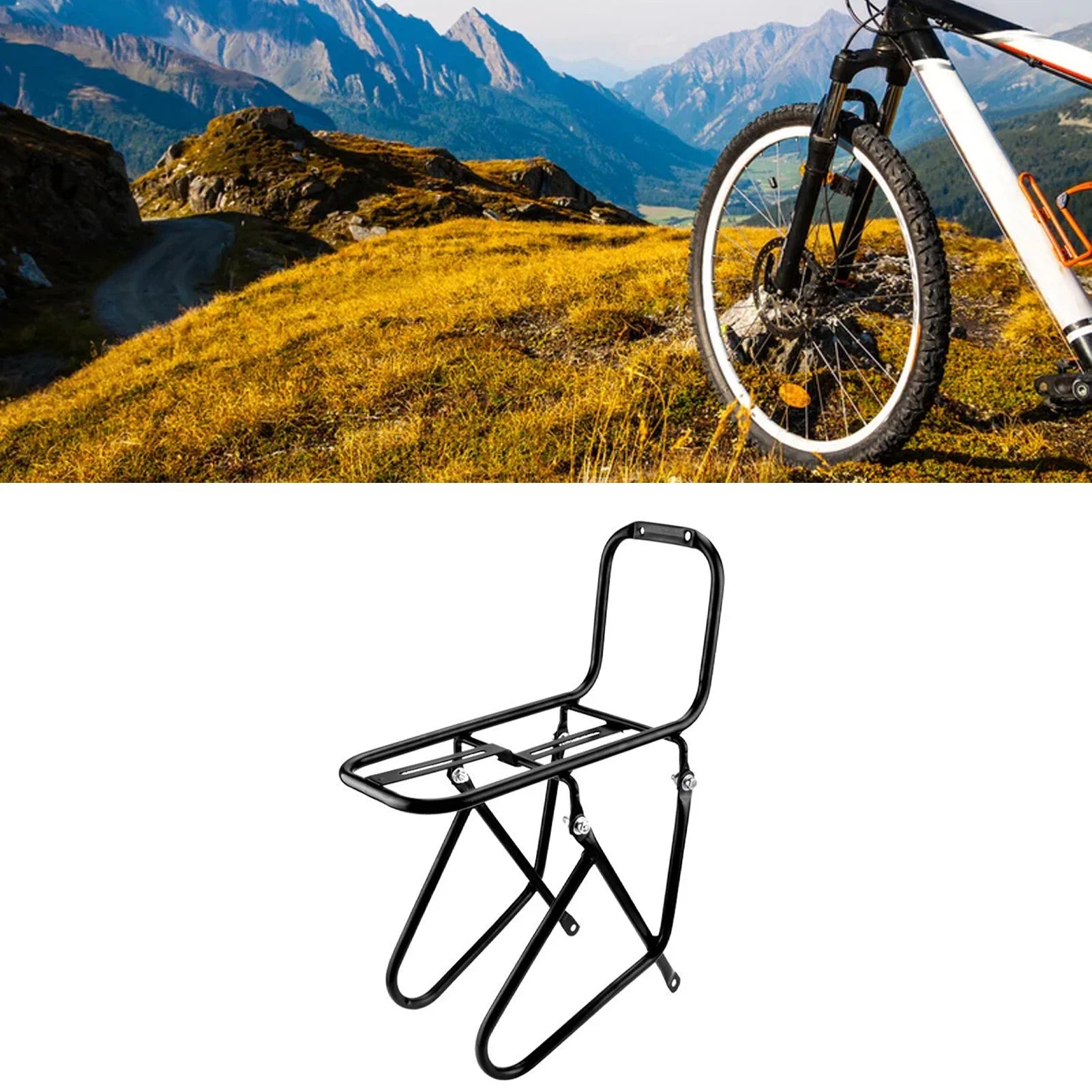 Bicycle Front Rack Steel Cycling Front Bracket Luggage Shelf Cargo Rack 25x15x15cm Carrier Bracket