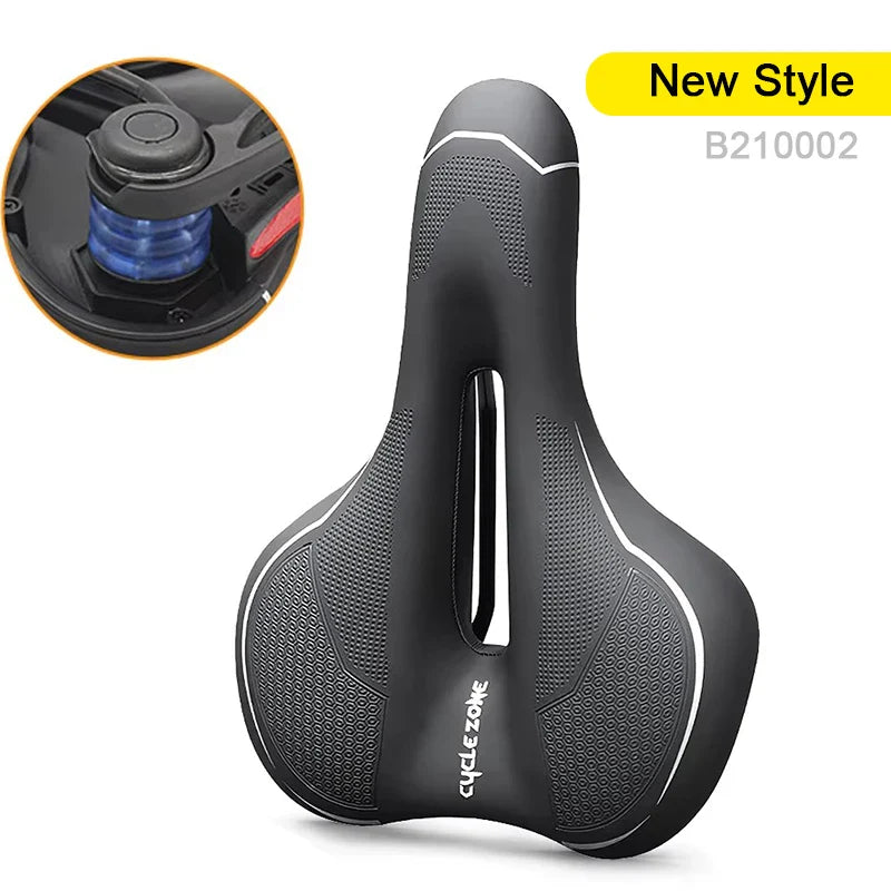 Hollow Breathable Bicycle Saddle Men Women MTB Road Bike Saddle Shock Absorbing Comfortable Big Butt Bike Seat Safety Warning
