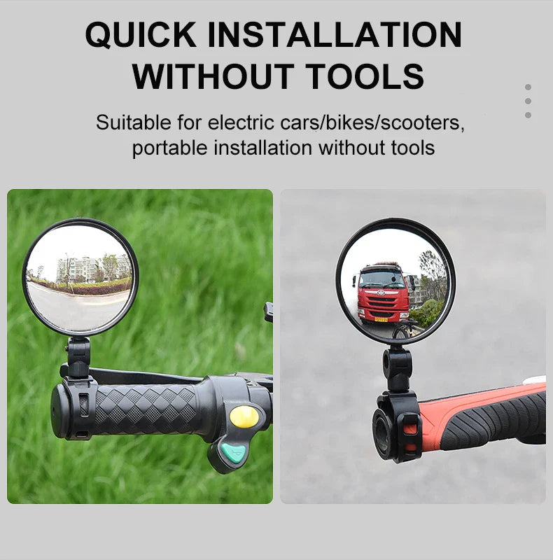 Universal Bike Rearview Mirrors – 2PCS, Rotatable 360°