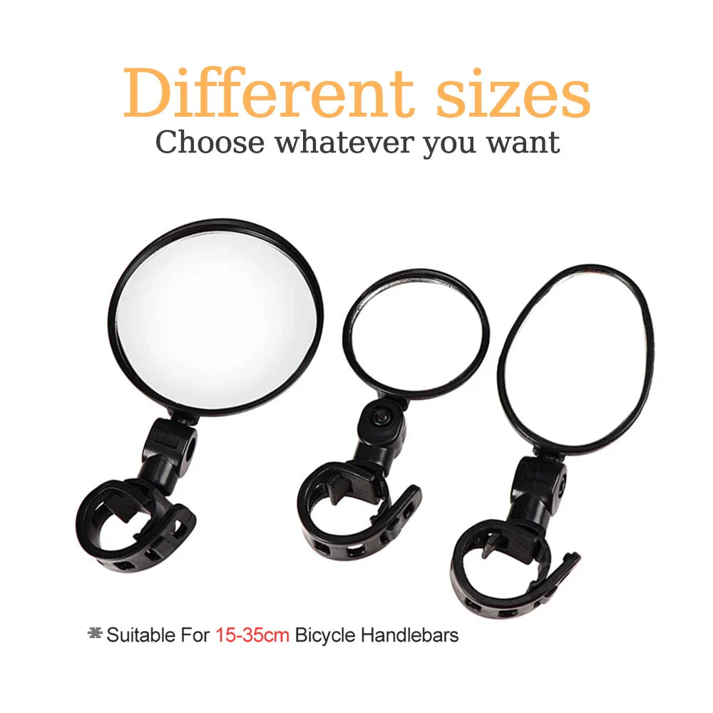 Universal Bike Rearview Mirrors – 2PCS, Rotatable 360°