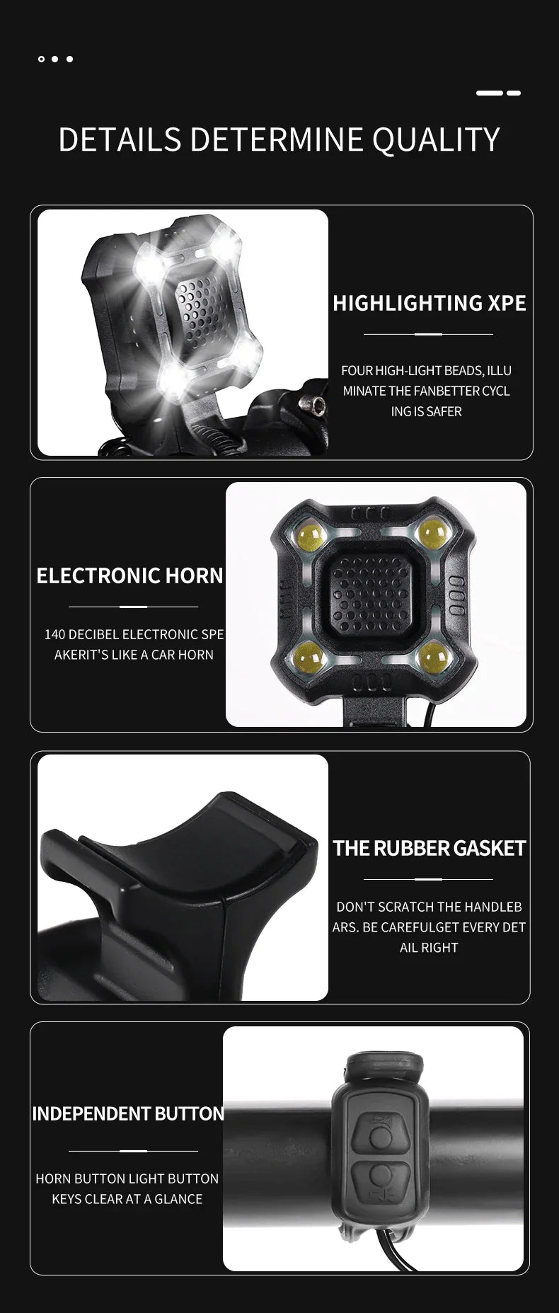 Bicycle Electronic Bell Bicycle Light Scooter E-bike Trumpet Alarm Bike Bell USB Charge Cycling Warning Alert Safety Riding