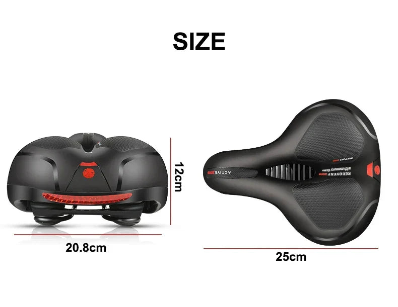Hollow Breathable Bicycle Saddle Men Women MTB Road Bike Saddle Shock Absorbing Comfortable Big Butt Bike Seat Safety Warning