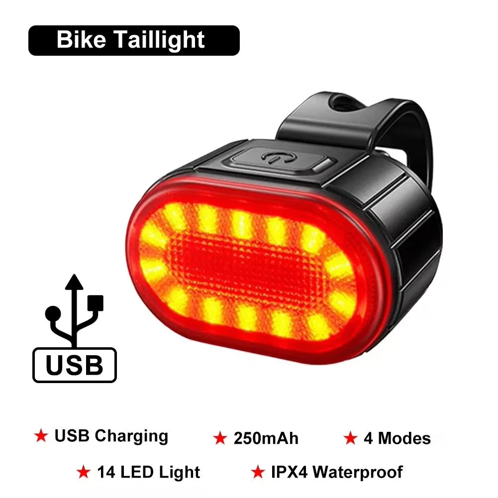USB Rechargeable Bike Lights – Front and Rear Set for E-Bikes