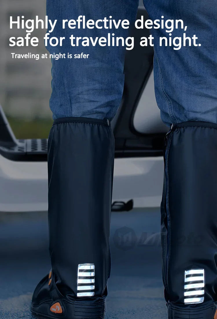 Waterproof Rain Shoe Covers with Reflectors – High Top for E-Bike Riders