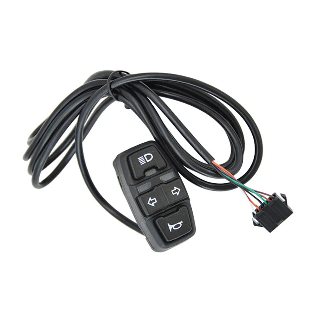 E-Bike Front and Rear Light Set – 24V/36V/48V Headlight with Horn, Tail Light with Turn Signals, Rack Mount, Switch Control, Easy Installation