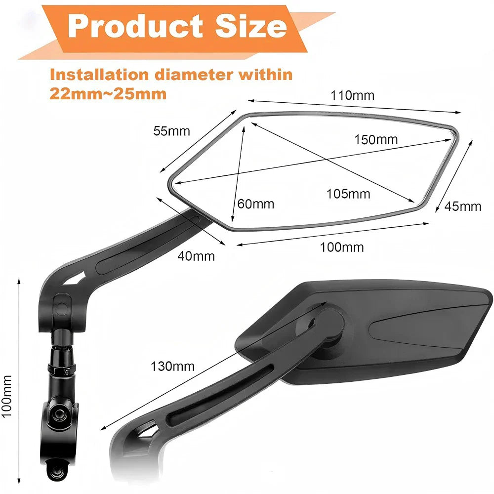 Adjustable Bike Rearview Mirror – 360°, Wide-Angle View