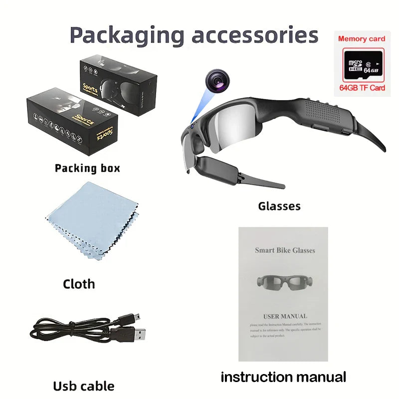 WiFi Camera Glasses – 1080P HD Video for E-Bike Riders