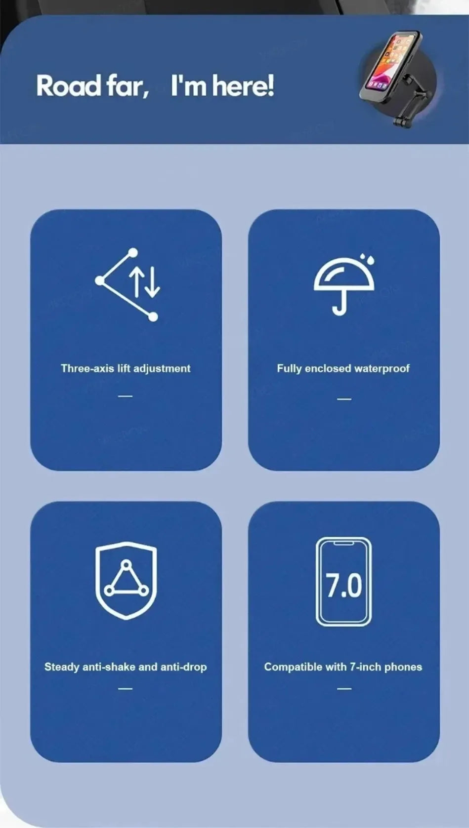 Waterproof Phone Holder – 360° Rotation for E-Bikes & Motorcycles