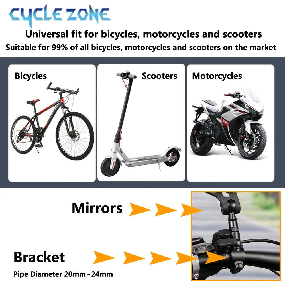 Adjustable Bike Rearview Mirror – 360°, Wide-Angle View