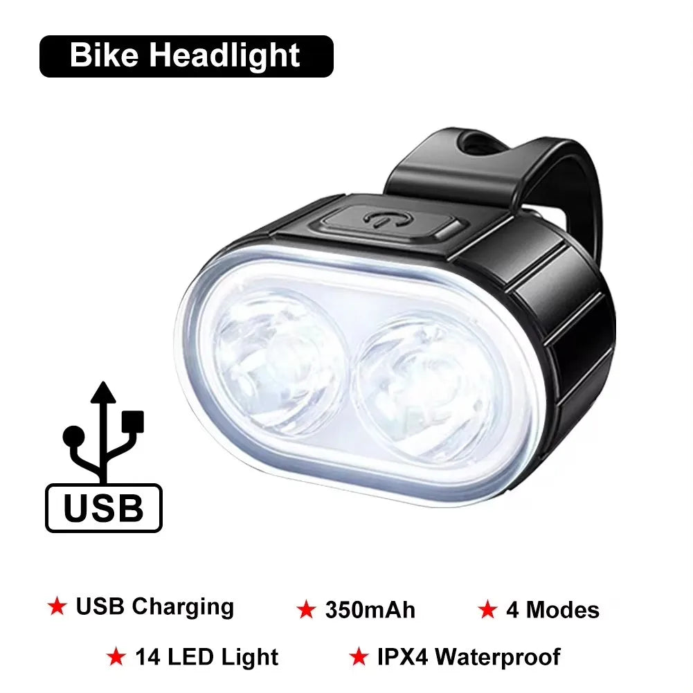 USB Rechargeable Bike Lights – Front and Rear Set for E-Bikes