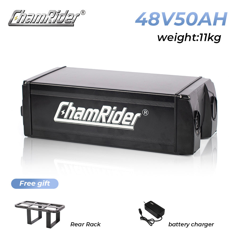 ChamRider 48V 50Ah Polymer Cell Delivery E-Bike Battery – Super Large Capacity with Max 50A BMS, Ideal as Additional or Replacement Battery